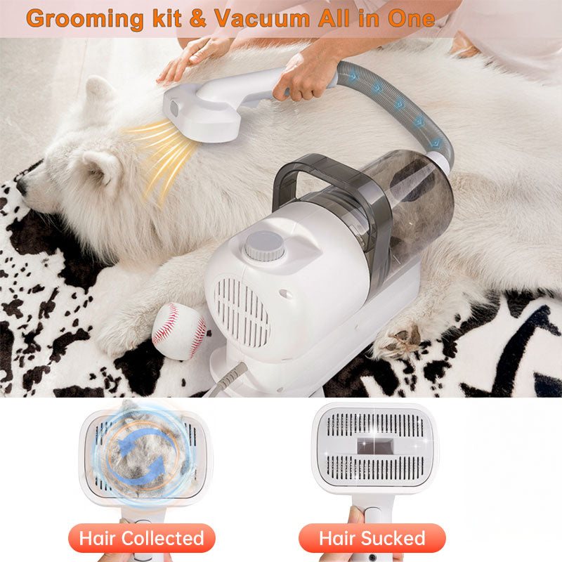 MicroData 2.5L Pet Grooming Vacuum Kit with Electric Push Combs & Brushes for Cats & Dogs | 2-in-1 Deshedding & Suction