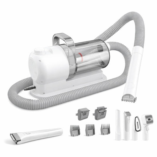 MicroData 2.5L Pet Grooming Vacuum Kit with Electric Push Combs & Brushes for Cats & Dogs | 2-in-1 Deshedding & Suction